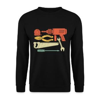Baustelle Werkzeug Hammer Handwerker Vintage - Unisex Pullover - Schwarz - Vorne - Alina (178cm) & Michal (187cm)