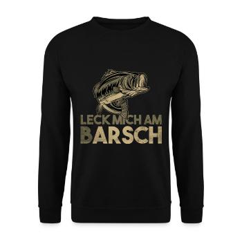 Leck mich am Barsch Angler - Unisex Pullover - Schwarz - Vorne - Alina (178cm) & Michal (187cm)