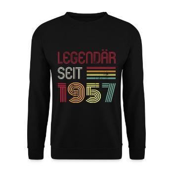 Legendär Seit 1957 Jahr Retro 57er Jahrgang - Unisex Pullover - Schwarz - Vorne - Alina (178cm) & Michal (187cm)