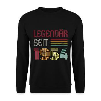 Legendär Seit 1954 Jahr Retro 54er Jahrgang - Unisex Pullover - Schwarz - Vorne - Alina (178cm) & Michal (187cm)
