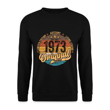 1973 Birthday born in 1973 Retro Vintage - Unisex Sweatshirt - black - Front - Alina (178cm) & Michal (187cm)