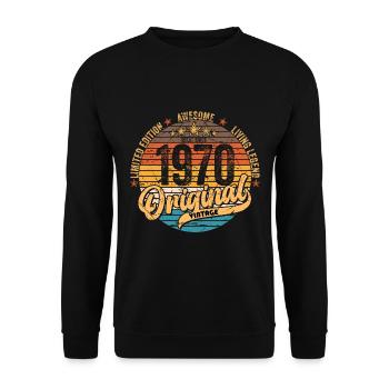 1970 Birthday born in 1970 Retro Vintage - Unisex Sweatshirt - black - Front - Alina (178cm) & Michal (187cm)
