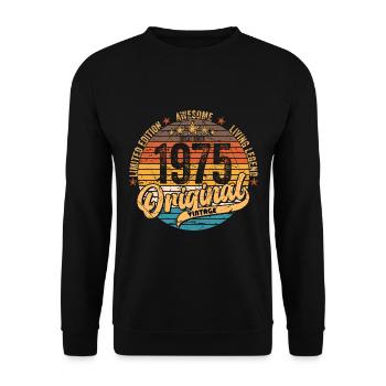 1975 Anniversaire né en 1975 Retro Vintage - Sweat-shirt Unisexe - noir - Devant - Alina (178cm) & Michal (187cm)