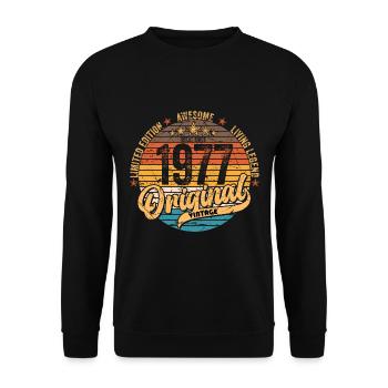 1977 Anniversaire né en 1977 Retro Vintage - Sweat-shirt Unisexe - noir - Devant - Alina (178cm) & Michal (187cm)