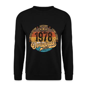 1978 Birthday born in 1978 Retro Vintage - Unisex Sweatshirt - black - Front - Alina (178cm) & Michal (187cm)