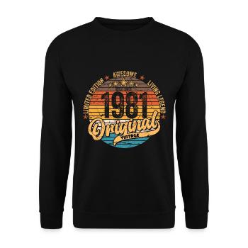 1981 Anniversaire né en 1981 Retro Vintage - Sweat-shirt Unisexe - noir - Devant - Alina (178cm) & Michal (187cm)