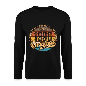 1990 Anniversaire né en 1990 Retro Vintage - Sweat-shirt Unisexe - noir - Devant - Alina (178cm) & Michal (187cm)