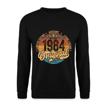 1984 Anniversaire né en 1984 Retro Vintage - Sweat-shirt Unisexe - noir - Devant - Alina (178cm) & Michal (187cm)