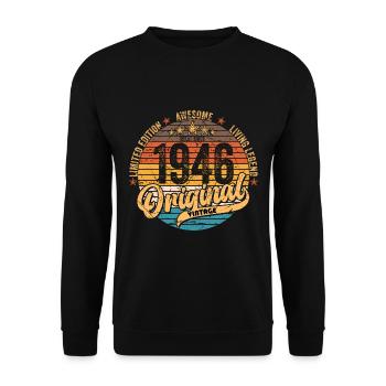 1946 Birthday born in 1946 Retro Vintage - Unisex Sweatshirt - black - Front - Alina (178cm) & Michal (187cm)
