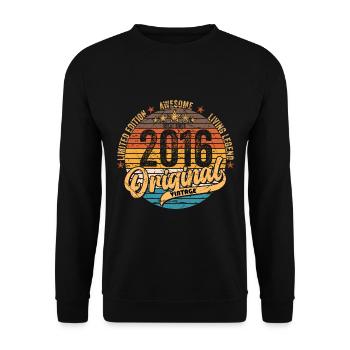 2016 Anniversaire né en 2016 Rétro Vintage - Sweat-shirt Unisexe - noir - Devant - Alina (178cm) & Michal (187cm)