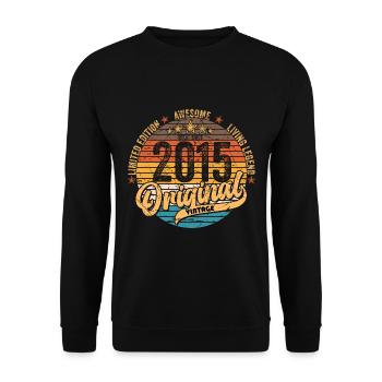 2015 Anniversaire né en 2015 Retro Vintage - Sweat-shirt Unisexe - noir - Devant - Alina (178cm) & Michal (187cm)
