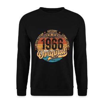 Hergestellt 1966, Geboren 1966 Geburtstag - Unisex Pullover - Schwarz - Vorne - Alina (178cm) & Michal (187cm)