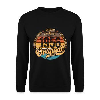 1956 Anniversaire né en 1956 Retro Vintage - Sweat-shirt Unisexe - noir - Devant - Alina (178cm) & Michal (187cm)