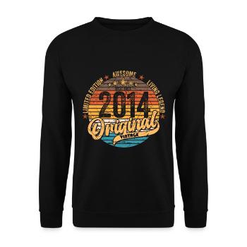 2014 Anniversaire né en 2014 Retro Vintage - Sweat-shirt Unisexe - noir - Devant - Alina (178cm) & Michal (187cm)