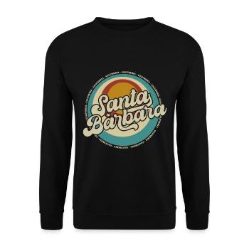 Santa Barbara California Sonnenuntergang Retro - Unisex Pullover - Schwarz - Vorne - Alina (178cm) & Michal (187cm)