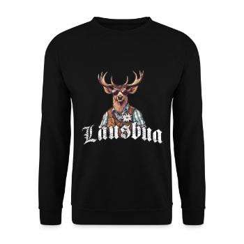Lausbua Men's Traditional Shirt Trachtenshirt October - Unisex Sweatshirt - black - Front - Alina (178cm) & Michal (187cm)