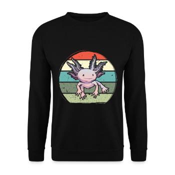 Axalotl retro Kawaii - Unisex Sweatshirt - black - Front - Alina (178cm) & Michal (187cm)