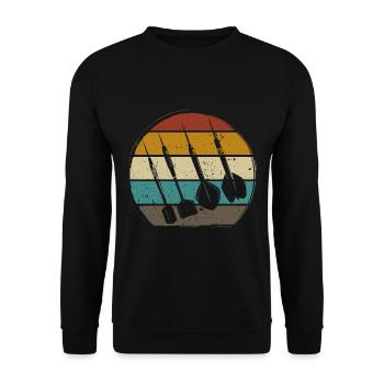Retro Dartpfeile Vintage Dart Flights Darts - Unisex Sweatshirt - black - Front - Alina (178cm) & Michal (187cm)