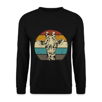Giraffe retro vintag Zoo Afrika Safari - Unisex Pullover - Schwarz - Vorne - Alina (178cm) & Michal (187cm)
