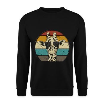 Girafe rétro vintag Zoo Africa Safari - Sweat-shirt Unisexe - noir - Devant - Alina (178cm) & Michal (187cm)