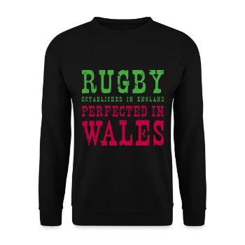 Rugby Perfected In Wales Rugby - Unisex Pullover - Schwarz - Vorne - Alina (178cm) & Michal (187cm)