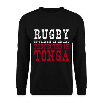 Rugby Perfected In Tonga Rugby - Unisex Pullover - Schwarz - Vorne - Alina (178cm) & Michal (187cm)