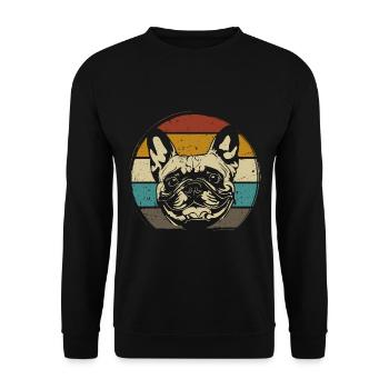 Français Bulldog Français Bulldog rétro - Sweat-shirt Unisexe - noir - Devant - Alina (178cm) & Michal (187cm)