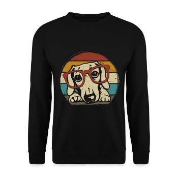 Dackel Welpe Hund Sonnenbrille - Unisex Pullover - Schwarz - Vorne - Alina (178cm) & Michal (187cm)