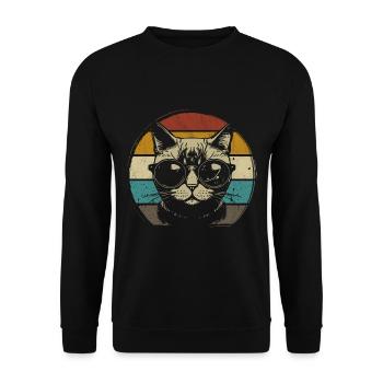 Cool cat with sunglasses retro - Unisex Sweatshirt - black - Front - Alina (178cm) & Michal (187cm)