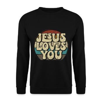 Jésus t’aime - Christian - Sweat-shirt Unisexe - noir - Devant - Alina (178cm) & Michal (187cm)