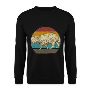 Capybara Wasserschwein retro Nagetier Tier lustig - Unisex Pullover - Schwarz - Vorne - Alina (178cm) & Michal (187cm)