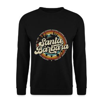 Santa Barbara California Sonnenuntergang Retro - Unisex Pullover - Schwarz - Vorne - Alina (178cm) & Michal (187cm)