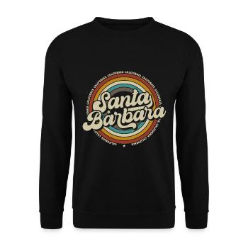 Santa Barbara California Sonnenuntergang Retro - Unisex Pullover - Schwarz - Vorne - Alina (178cm) & Michal (187cm)