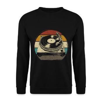 vinyle vinyle musique platine rétro - Sweat-shirt Unisexe - noir - Devant - Alina (178cm) & Michal (187cm)