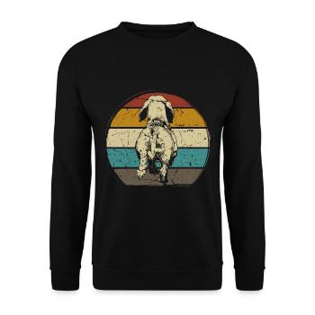 Dackel Hund Zeichnung von hinten Hund retro vintag - Unisex Pullover - Schwarz - Vorne - Alina (178cm) & Michal (187cm)