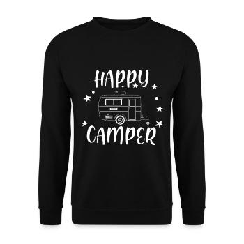 Happy Camper Travel Caravan Camping Quotes - Unisex Sweatshirt - black - Front - Alina (178cm) & Michal (187cm)