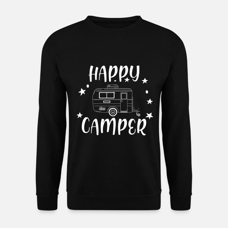 Happy Camper Travel Caravan Camping Quotes - Unisex Pullover - Schwarz