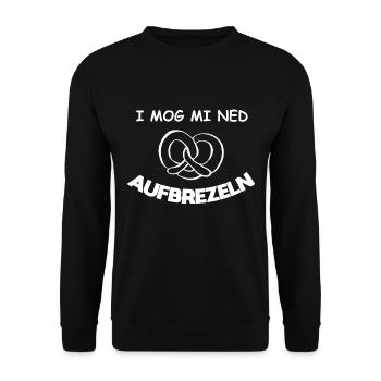 I mog mi ned - Trachten Breze Brezel Bayern - Unisex Pullover - Schwarz - Vorne - Alina (178cm) & Michal (187cm)