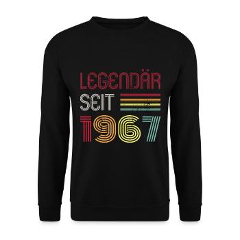Legendär Seit 1967 Jahr Retro 67er Jahrgang - Unisex Pullover - Schwarz - Vorne - Alina (178cm) & Michal (187cm)