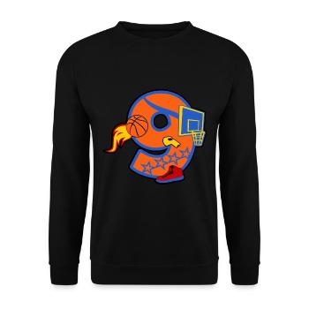Basketball 9. Geburtstagsparty Nummer 9 - 9 Jahre - Unisex Pullover - Schwarz - Vorne - Alina (178cm) & Michal (187cm)