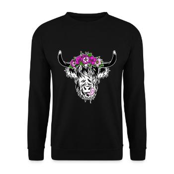 Scottish Highlands Highland Cattle Highland Cow - Unisex Sweatshirt - black - Front - Alina (178cm) & Michal (187cm)