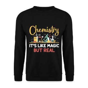 Chemistry is like magic but real - Unisex Sweatshirt - black - Front - Alina (178cm) & Michal (187cm)