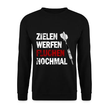 Lustig Dart Scheiben Wettkampf Darten - Unisex Pullover - Schwarz - Vorne - Alina (178cm) & Michal (187cm)