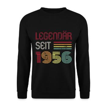 Legendär Seit 1956 Jahr Retro 56er Jahrgang - Unisex Pullover - Schwarz - Vorne - Alina (178cm) & Michal (187cm)