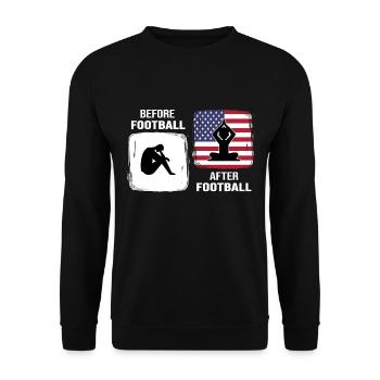 american football footballspieler - Unisex Pullover - Schwarz - Vorne - Alina (178cm) & Michal (187cm)