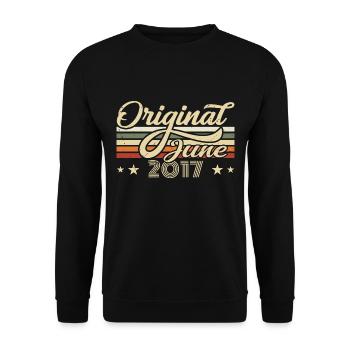 Juni 2017 | Geburtstag 2017 Jahrgang Juni 2017 - Unisex Pullover - Schwarz - Vorne - Alina (178cm) & Michal (187cm)