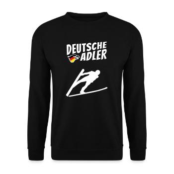 Skispringen Deutschland Skispringer Deutsche Adler - Unisex Pullover - Schwarz - Vorne - Alina (178cm) & Michal (187cm)