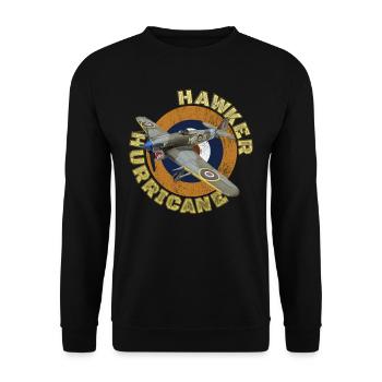 Hawker Hurricane Berühmtes Kriegsflugzeug aus dem 2. Weltkrieg - Unisex Pullover - Schwarz - Vorne - Alina (178cm) & Michal (187cm)