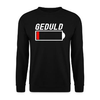 Geduld - Akku leer - Unisex Pullover - Schwarz - Vorne - Alina (178cm) & Michal (187cm)