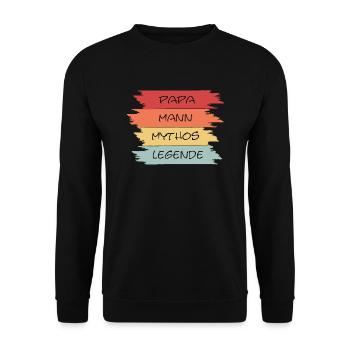 Papa Mann Mythos Legende - Unisex Pullover - Schwarz - Vorne - Alina (178cm) & Michal (187cm)